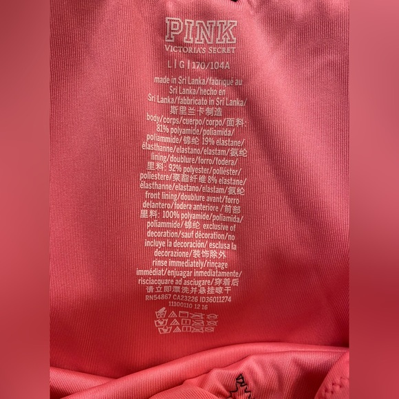 NWOT 💖PINK by Victoria's Secret One Piece Lace Up Bathing Suit Size L - Picture 5 of 6